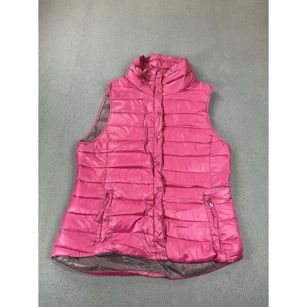 Gap Vest Womens M Pink Puffer‎ Down Insulated Full Zip Pockets Taffeta Casual